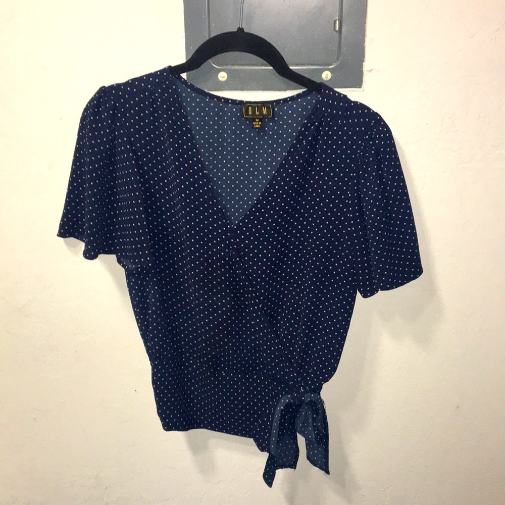 Cute Navy Blue with polka dots OLM shirt
